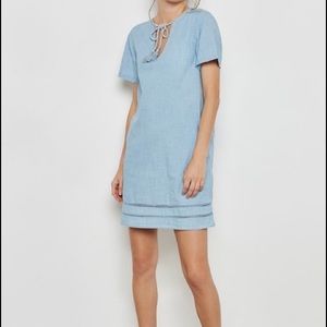 Mango Tie Neck Denim Dress‎